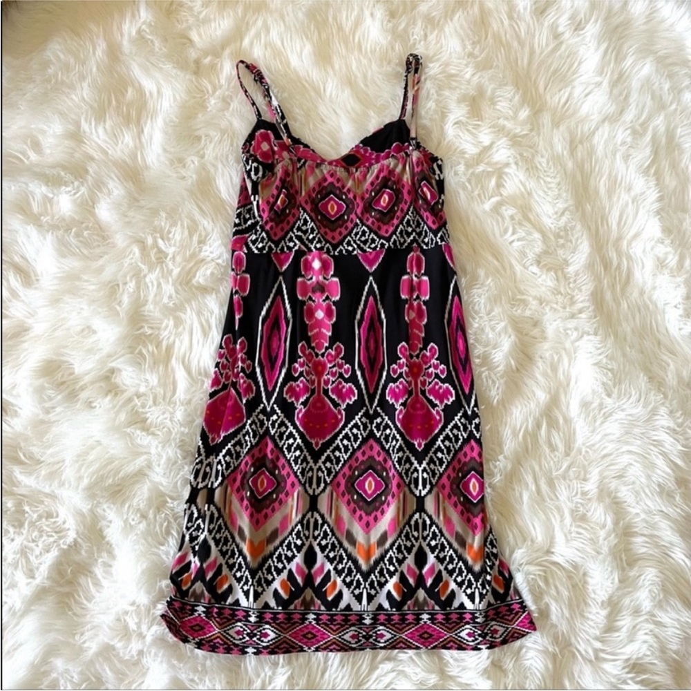INC International Concepts  Pink and Black Geometric Print Dress Size Small